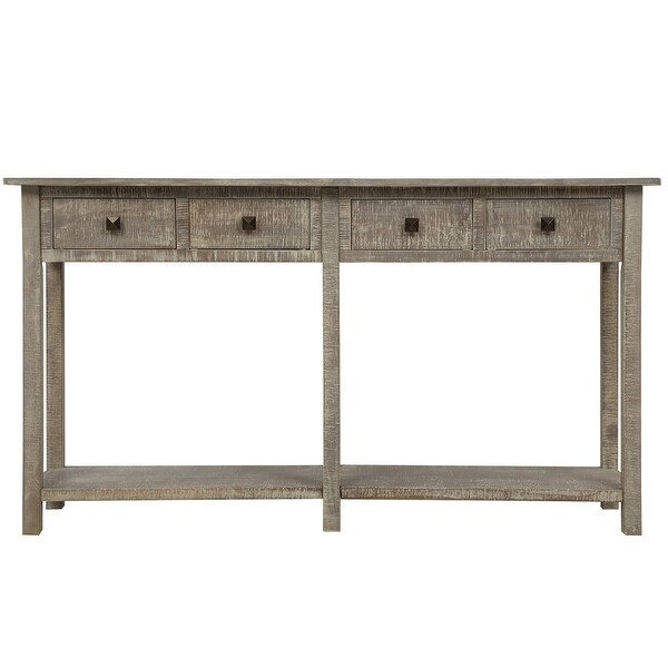 Rustic Entryway Table Console Table with Drawers and Bottom Shelf