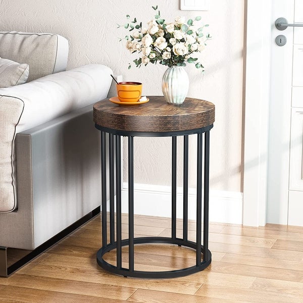 Round Side Table End Table for Living Room Bedroom, Thick Sturdy - 9.69 x 9.84 x 23.62 inches