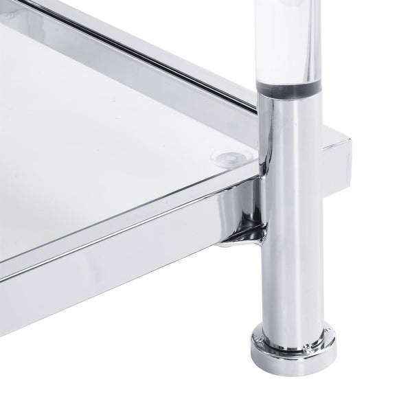 Modern Acrylic Glass Console Table with Storage Shelf Plant Side Table for Hallway, Foyer, Living Room