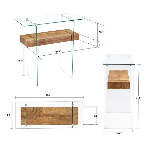 Ivinta Narrow Glass Console Table with Storage, 31.5'' Modern Sofa Table for Small Space