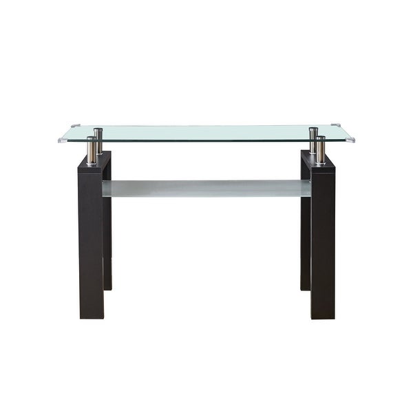Black MDF Console Table; Tempered Glass Top,Foyer Sofa Table Narrow for Entryway, Living Room, Hallway - 47.2