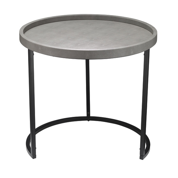 Side Table with Faux Shagreen Accent, Set of 3, Gray