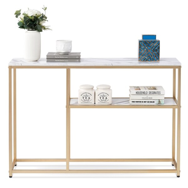 Mcombo Narrow Console Table, Sofa Table Small TV Entryway Table with Storage Shelf, Buffet Table for Hallway Living Room