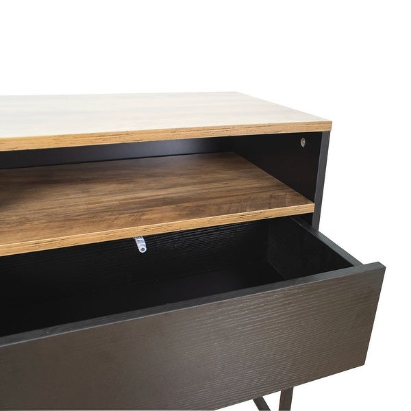 Console Sofa Table with 2 Open Shelves and 2 Drawers for Living Room, Brown (47.24''x15.75''x29.13'')