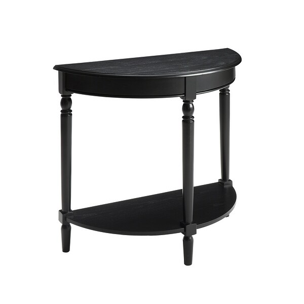 French Country Half-Round Entryway Table with Shelf, Black