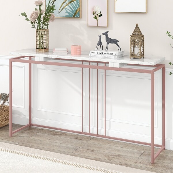 Console Table, Extra Long Entryway Table with Metal Frame