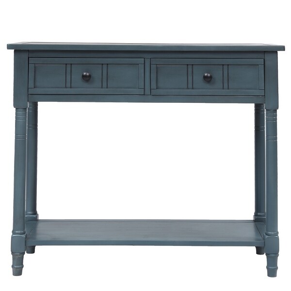 Traditional Console Table with Two Drawers, Sofa Table with Bottom Shelf