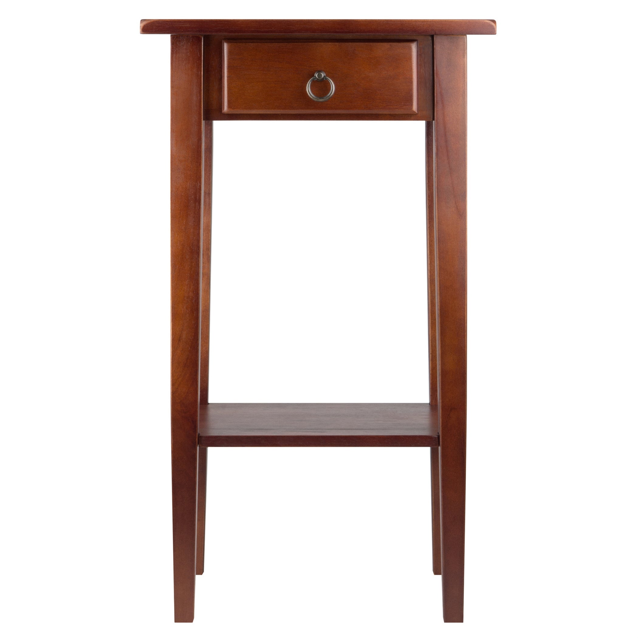 Wooden End Side Table with Drawer, Shelf