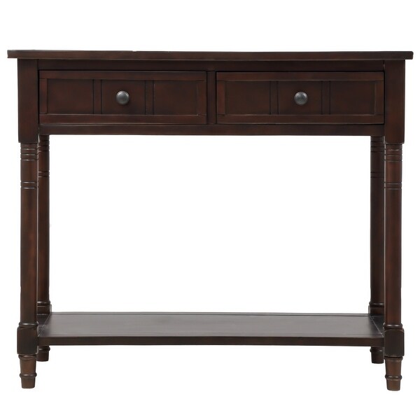 Daisy Series Traditional Design Console Table with 2 Drawers and Open Style Bottom Shelf, Wood Entryway Table for Living Room