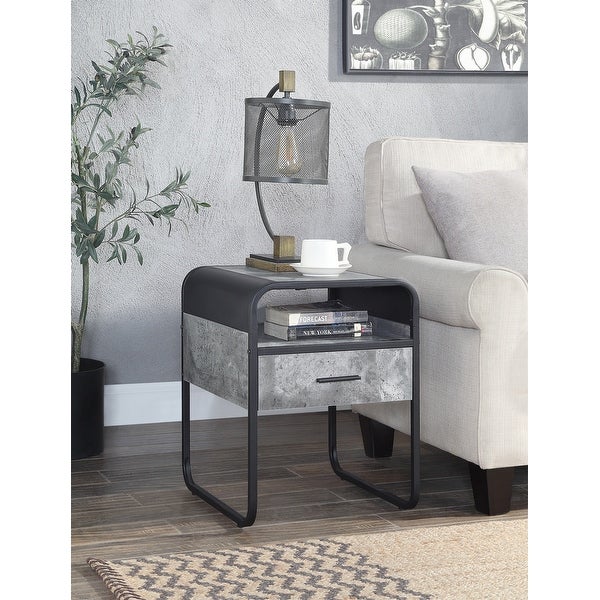 Sofa Table with Storage Drawer Decor Side Table for Living Room, Grey