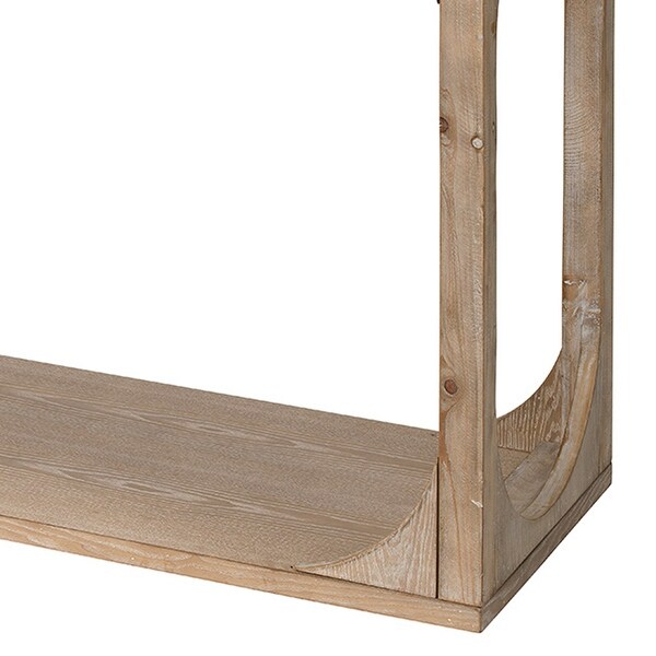 Console Table with Oblong Cut Out and Bottom Shelf, Natural Brown