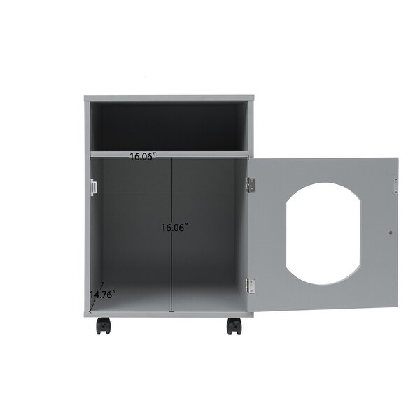 Wood Side Table with Pet House, Grey(17.21