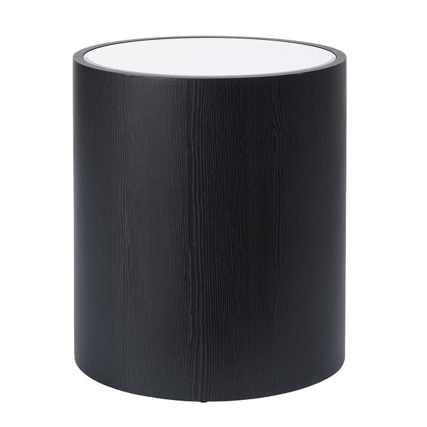 Dann Foley Lifestyle - Oval Side Table - Black Veneer, Inset Mirrored Table Top