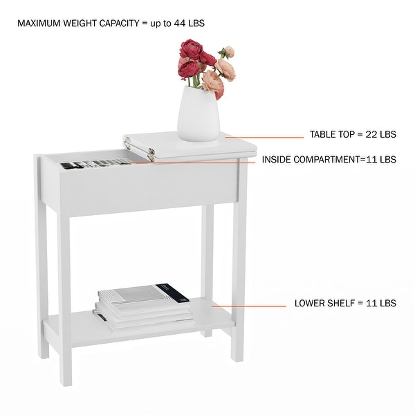 Lavish Home Set of 2 Flip Top Console Tables, White