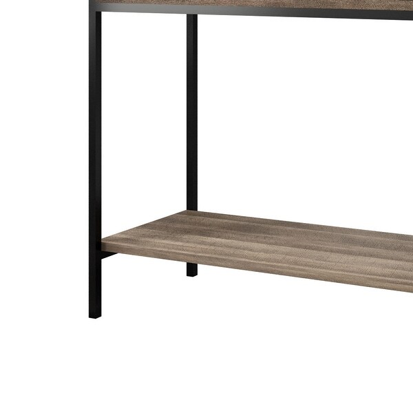 Classic Console Table with Two Top Drawers and Open Shelf,Vintage Storage with Sturdy Metal Frame
