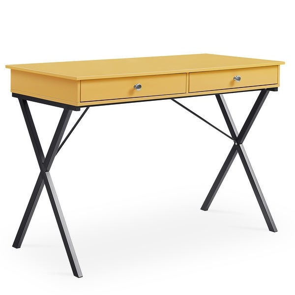 2 Drawers Writing Desk with Stoving Varnish Steel Frame, MDF Table Top