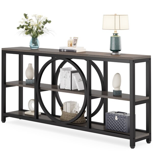Sofa Console Table, 3 Tiers Industrial Narrow Long Sofa Table