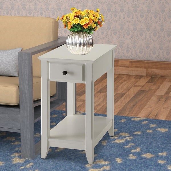 Affiable Side Table, White - 23 H x 22 W x 13 L Inches