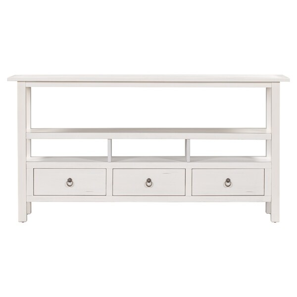 Living Room Solid Console Table Double-Storey Tabletop with 3 Drawers
