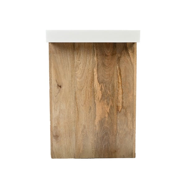 Kerry 48 Inch Rectangular Mango Wood Console Table, Sled Base, Glossy White, Natural Brown