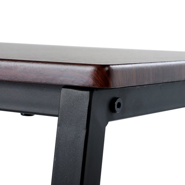 Sofa Side Table, C Shaped End Table, Portable Bedside Workstation, Laptop Holder with Metal Frame, Small Spaces, Coffee Brown