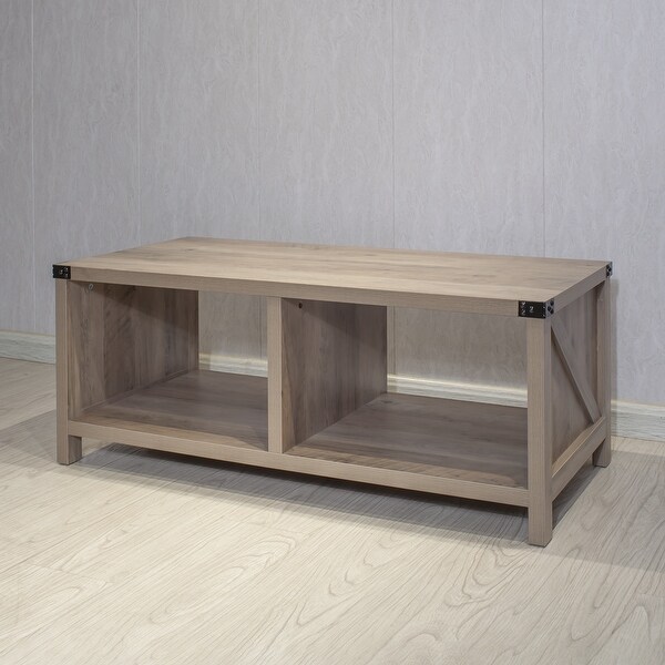 2-Tier Coffee Table with Shelf, ,Sofa Center Table, Wood Coffee Table for Living Room