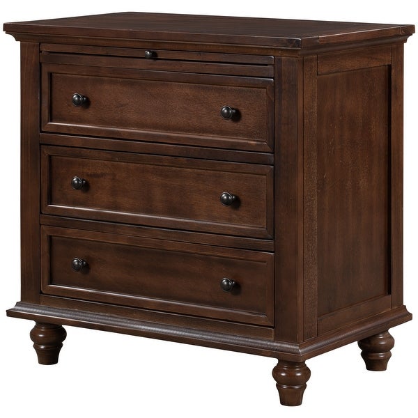 Simple Exquisite Storage Wood Cabinet with 3-Drawer, End Table with Pull out Tray for Living Room, Bedroom, Kitchen, Dining Room