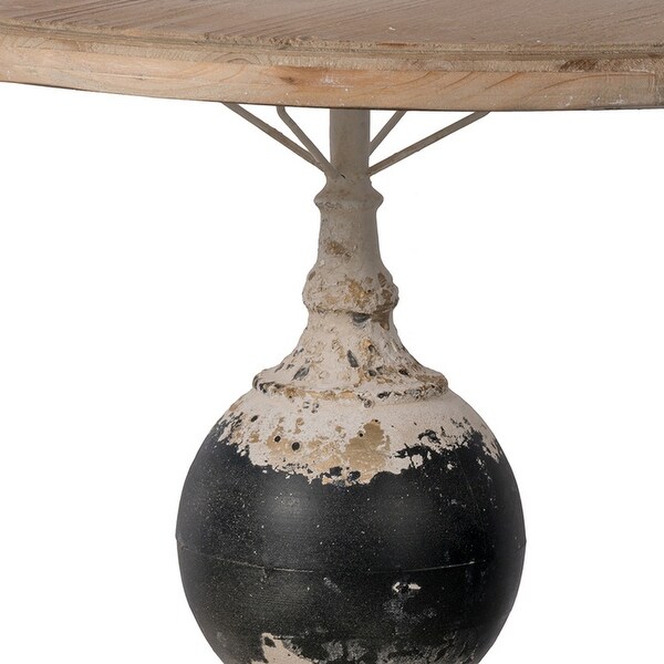 23 Inch Side Table, Round Wood Tabletop, Classic Pedestal, Vintage, Ivory