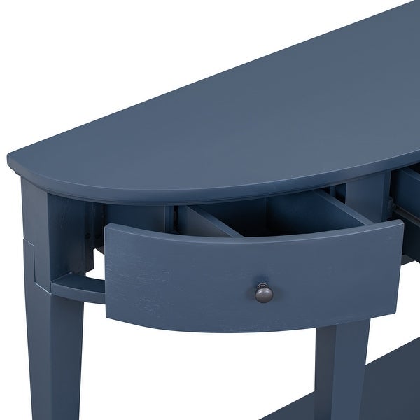 Modern and Minimalist Style Curved Console Table with 3 drawers and 1 Shelf, Sofa Table for Hallway, Entryway, Living Room, Bedroom