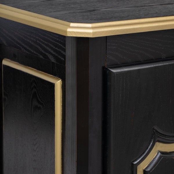 Accent Storage Cabinet with 2 Doors,Pure Hand Drawn,Solid Wood Legs