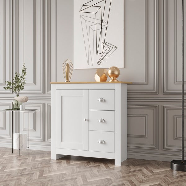 Kitchen Sideboard Cupboard , White High Gloss Dining Room Buffet Storage Cabinet Hallway Living Room TV Stand