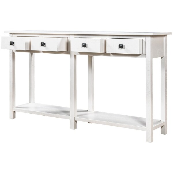 Rustic Brushed Texture Entryway Table Console Table With Drawer And Bottom Shelf For Living Room,coffee, Sofa and End Tables