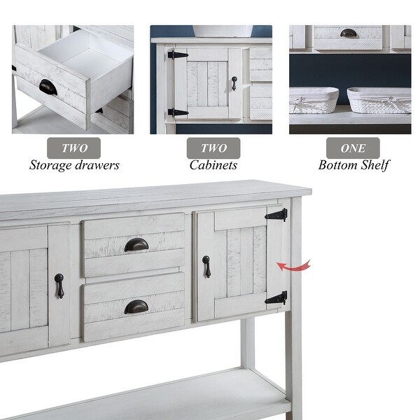 48'' Console Table with 2 Drawers, Cabinets and Bottom Shelf, Retro Style Storage Cabinet for Living Room