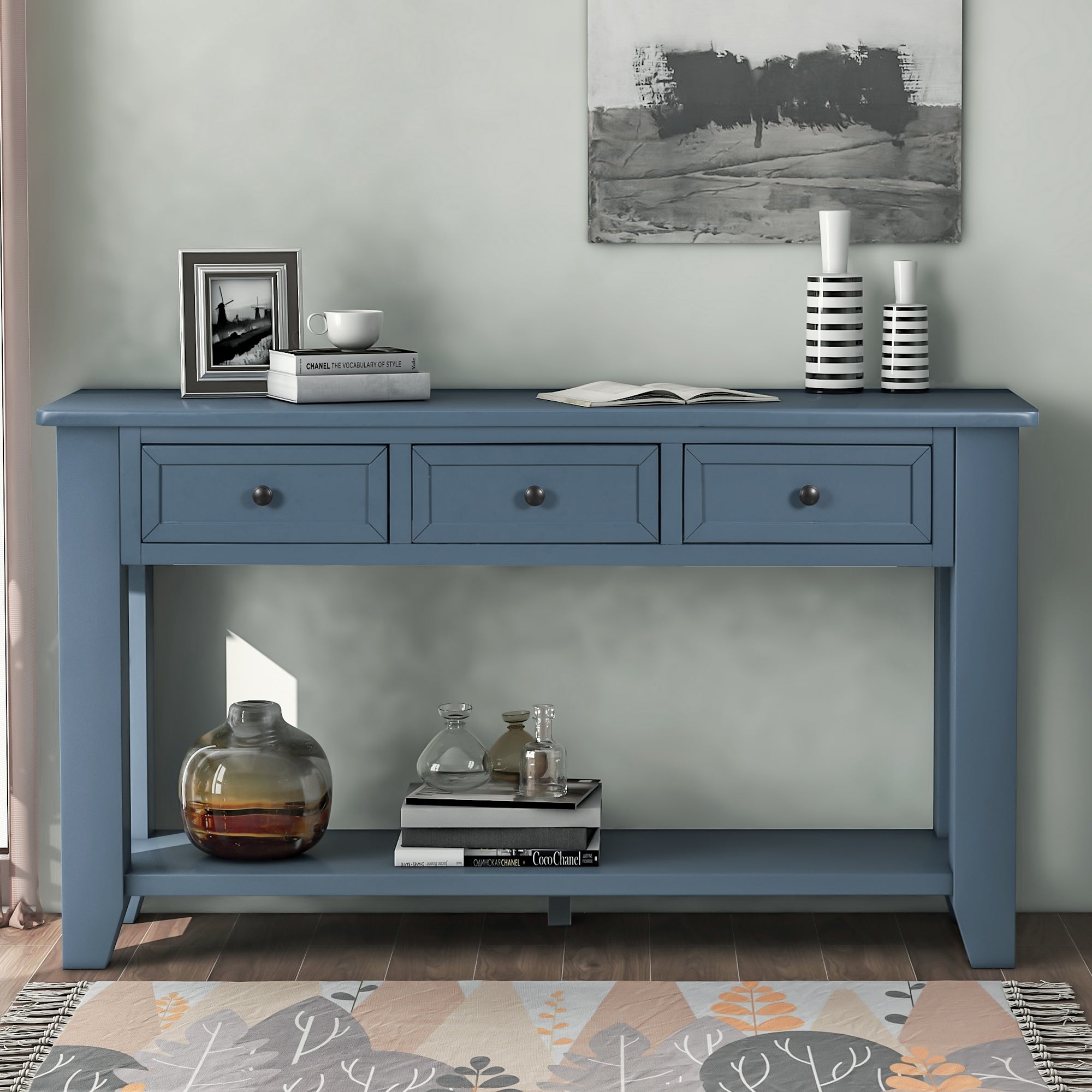 56'' Modern Console Table Sofa Table For Living Room With 3 Drawers And 1 Shelf,Coffee, Console, Sofa and End Tables
