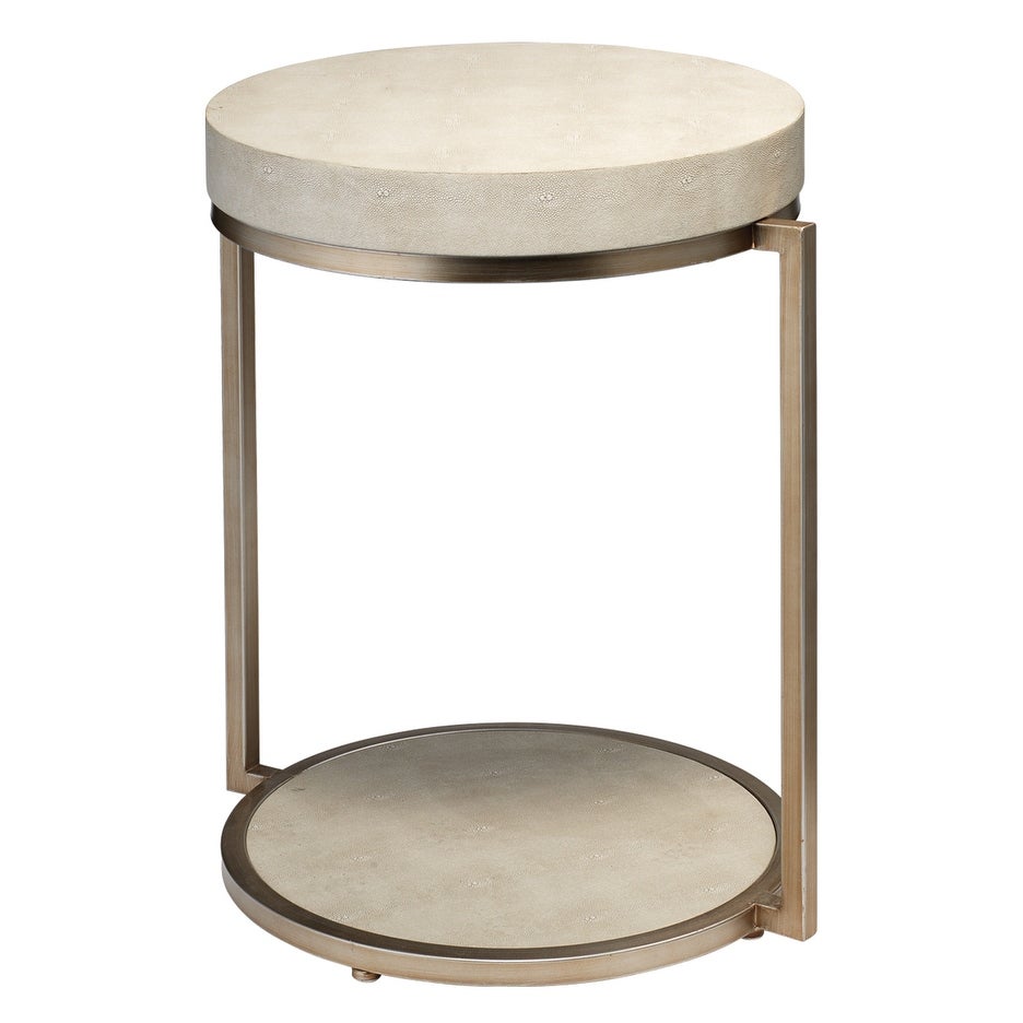 Alden Décor Cleo Faux Shagreen Round Side Table, Ivory