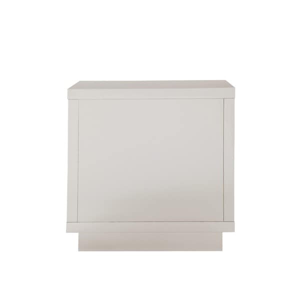 Chic Home Norcia Nightstand Side Table Crocodile Lacquer Finish with 2 Self Closing Drawers, Modern Contemporary