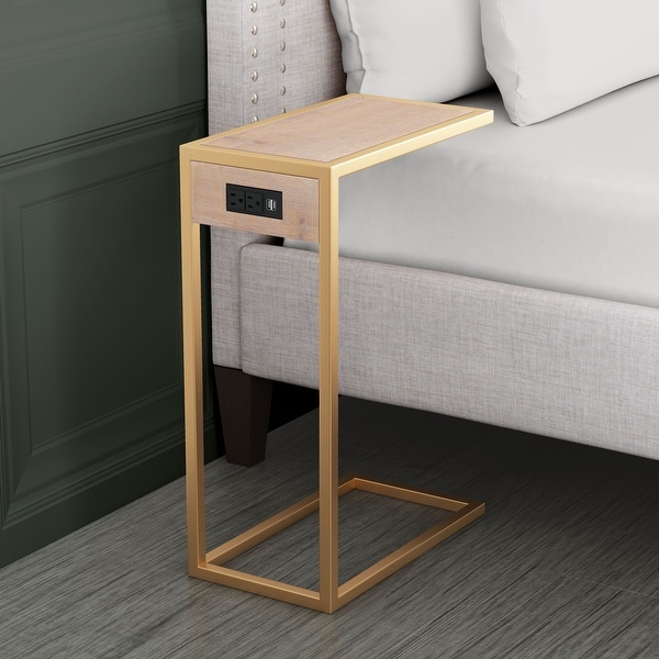 Ike Side Table Brown and Gold - Brown, Gold - 18.1