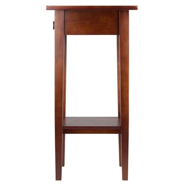 Wooden End Side Table with Drawer, Shelf