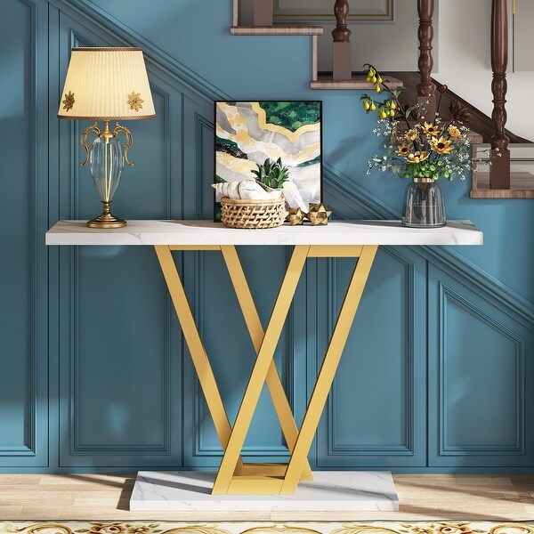 Console Sofa Table, Industrial Entryway Table for Hallway