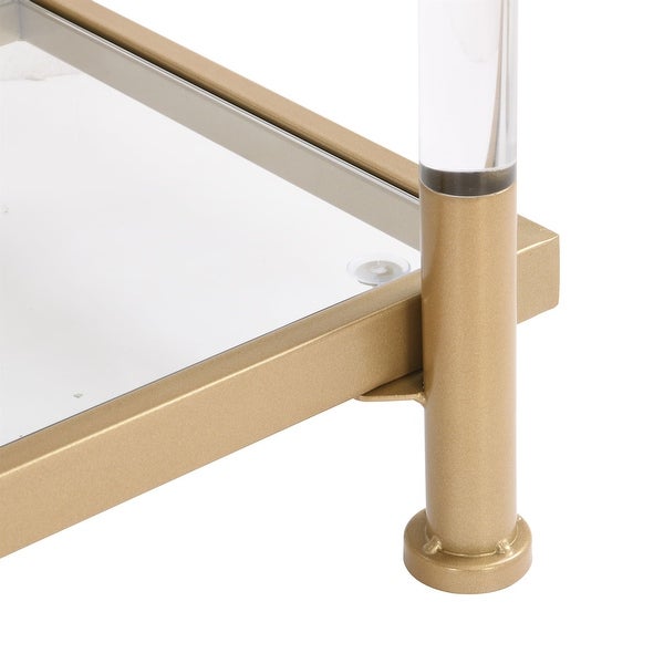 Modern Acrylic Glass Console Table with Storage Shelf Plant Side Table for Hallway, Foyer, Living Room