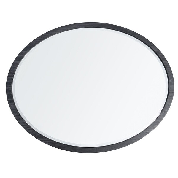 Dann Foley Lifestyle - Oval Side Table - Black Veneer, Inset Mirrored Table Top