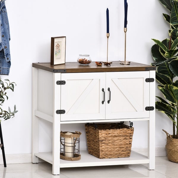 HOMCOM 2-Door Free Standing Storage Cabinet with Bottom Shelf, Kitchen Cupboard, Entryway Storage Cabinet