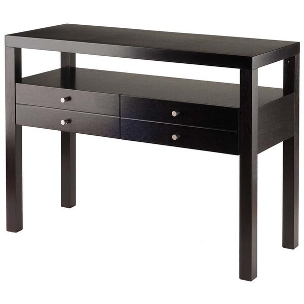 Wood Copenhagen Console Table, 2-Drawers, Espresso Finish