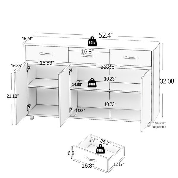 Three Doors Side Table-Grey,3 Times Painting Process,Simple design