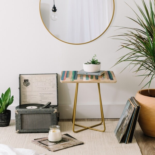 Deny Designs Pastel Stripes Side Table (Round or square, 2 leg options)