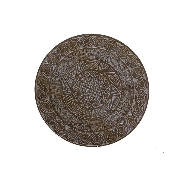 Artissance Aux Carved Medium Round Side Table, 25.5 Inch Diameter, Antique White Wash Finish