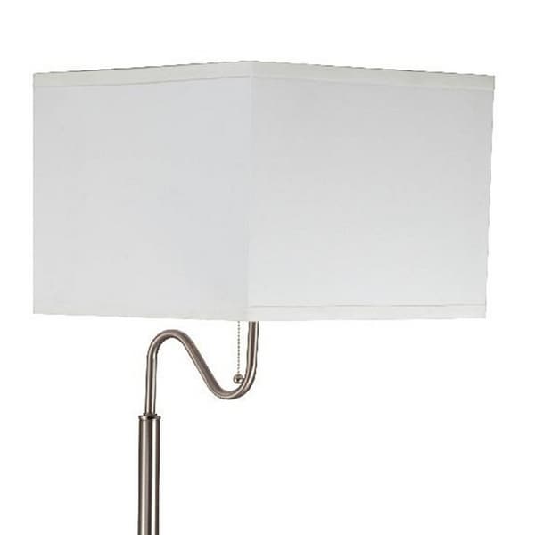 2 Shelf Wooden Side Table with Attached Floor Lamp, Silver and Brown