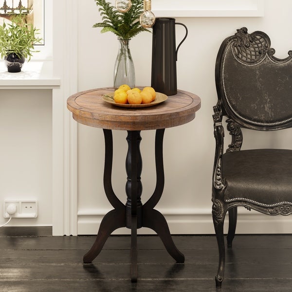 COZAYH Rustic Farmhouse End Table, Natural Top Side Table for Family, Dinning or Living Room, Handcrafted Finish, Modern