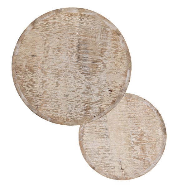 SEI Furniture Karelia Nesting Side Tables, Whitewashed/Black, Set of 2