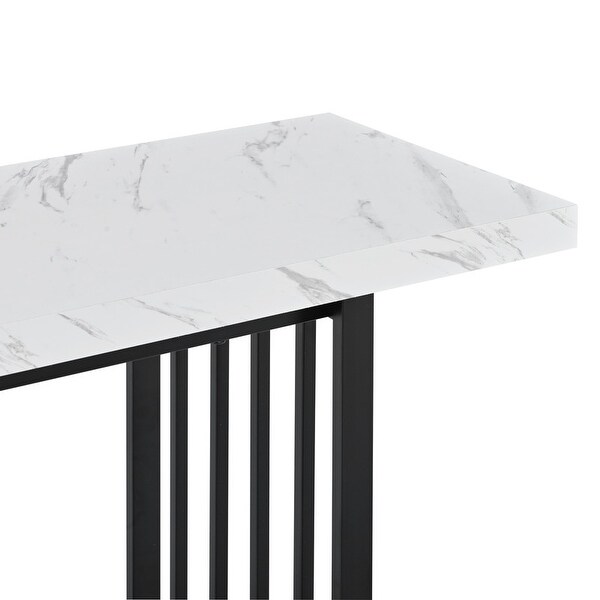 Faux Marble Console Table with 2 Shelves, Extra Long 63